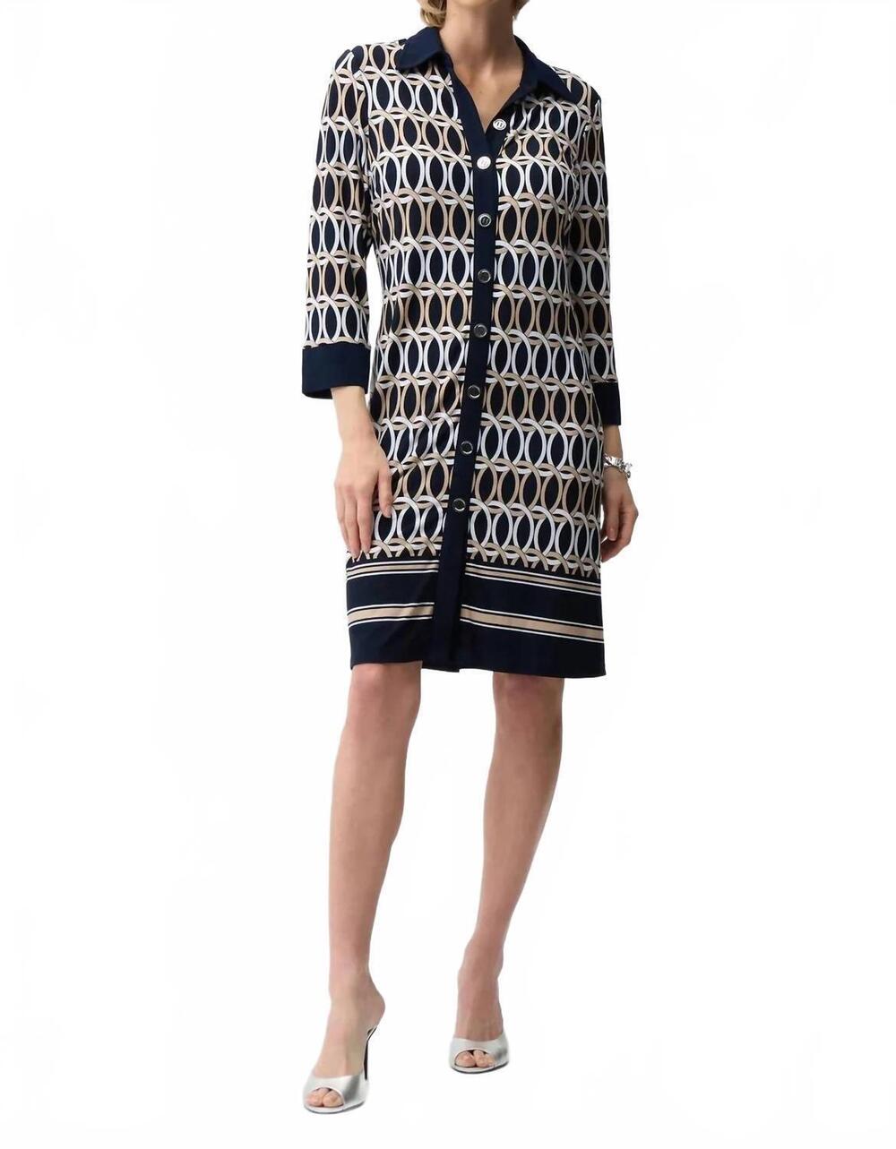 NEW JOSEPH RIBKOFF geometric shirt dress